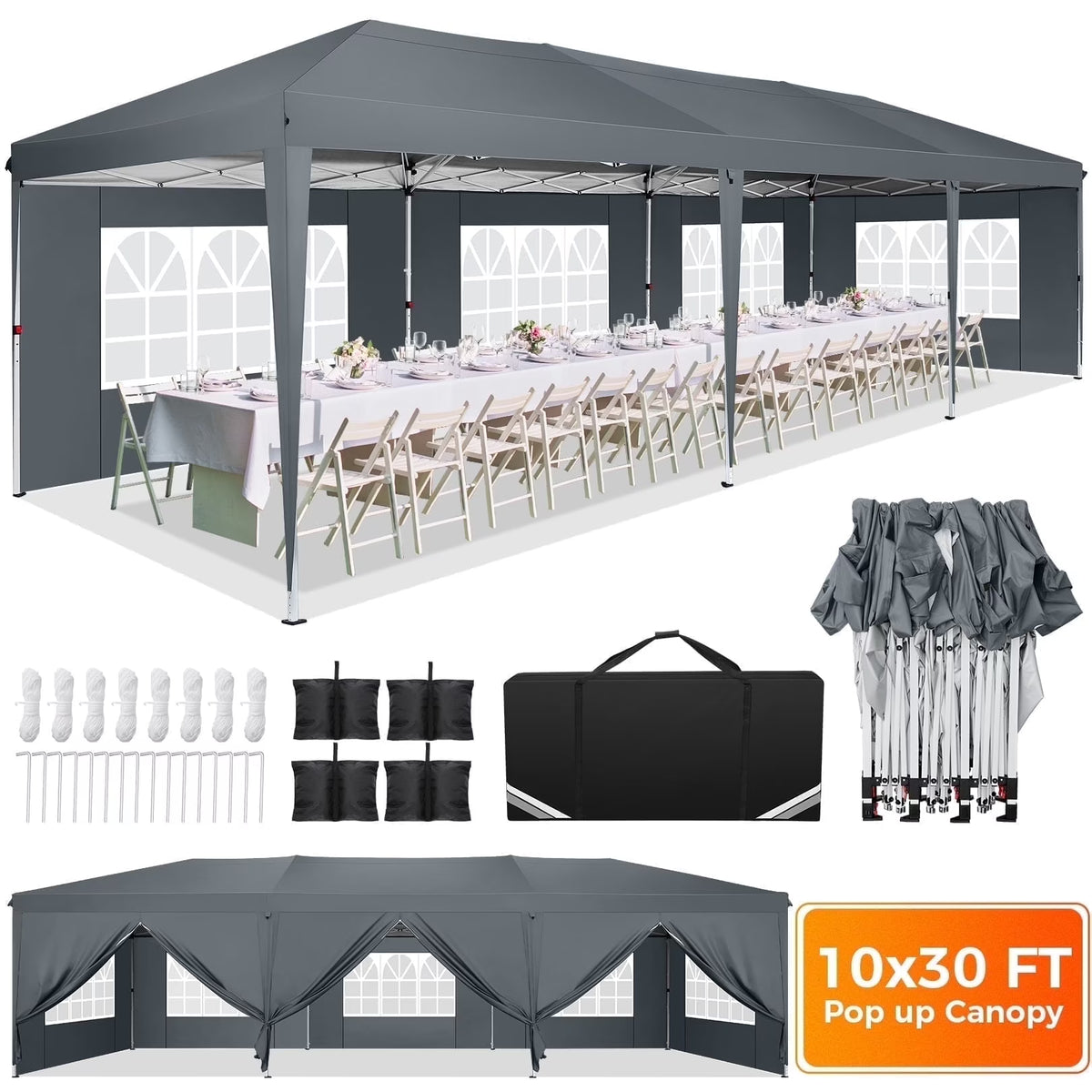 SANOPY 10'x10' EZ Pop Up Canopy Tent Outdoor Party Instant Shelter Portable Folding Beach Canopy with 4 Sandbag & Carrying Bag, Black
