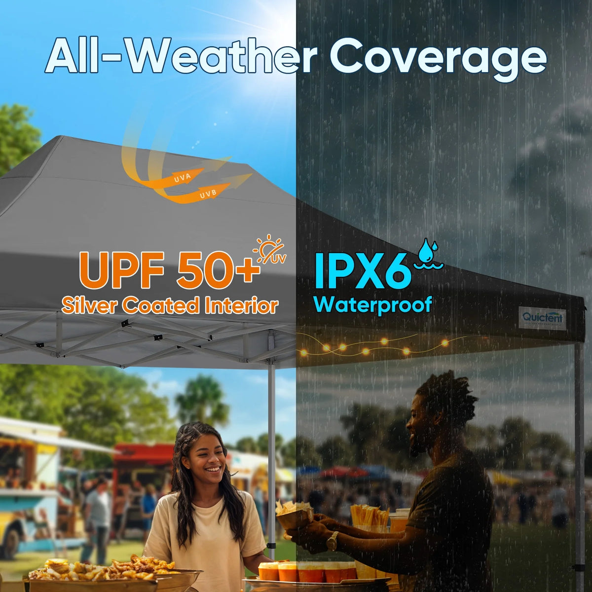 Quictent 10x20ft Easy Pop up Canopy Tent Instant Outdoor Canopy Shelter Folding Party Tent, White