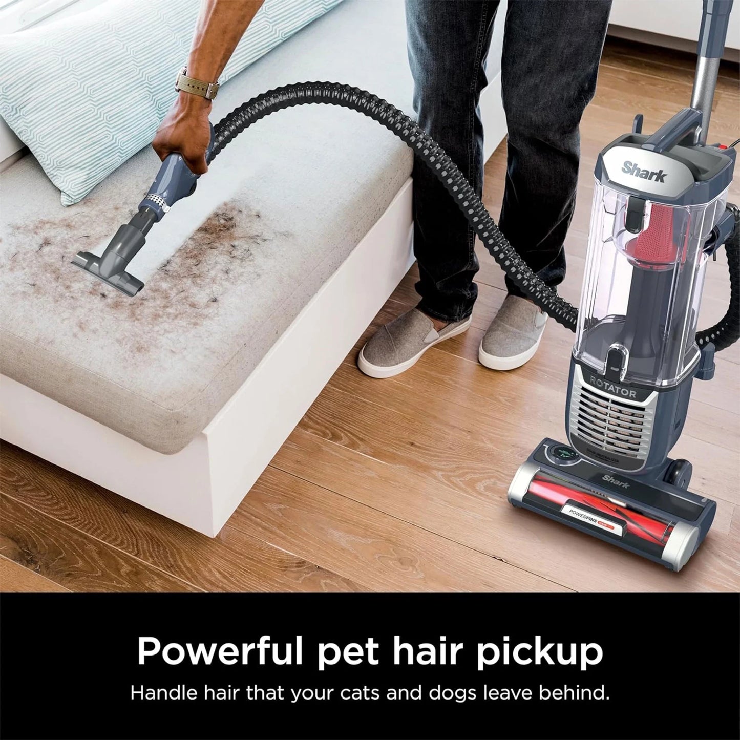 Open Box Shark Vacuum Cleaner Rotator Lightweight Bagless Upright Pet Hair Navy