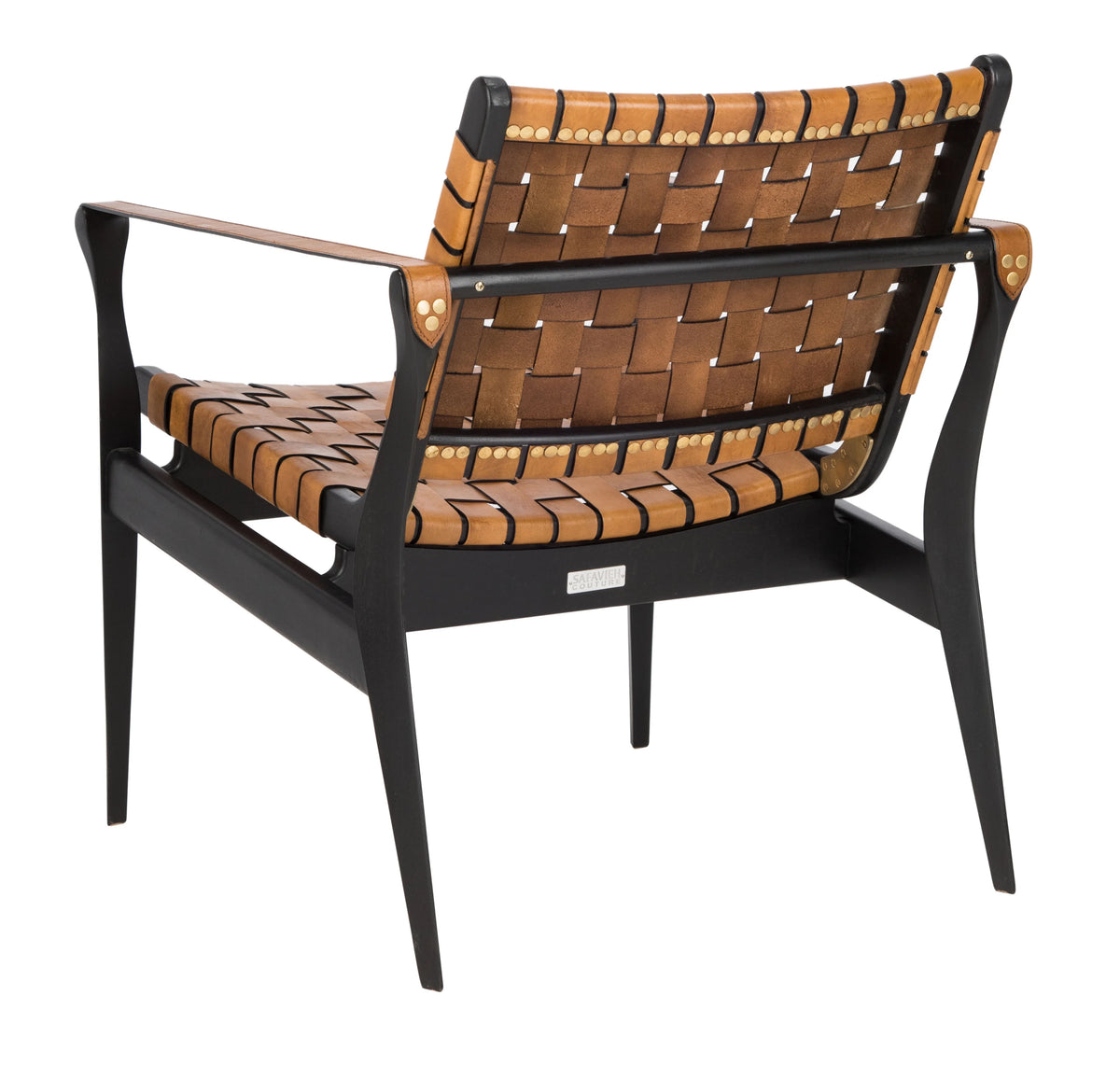 SAFAVIEH Couture Dilan Modern Leather Solid Safari Chair, Brown/Light Brown