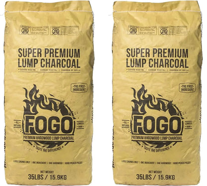 FOGO Super Premium Oak Restaurant Quality All-Natural Large Sized Hardwood Lump Charcoal for Grilling and Smoking, 35 Pound Bag, 2-Pack