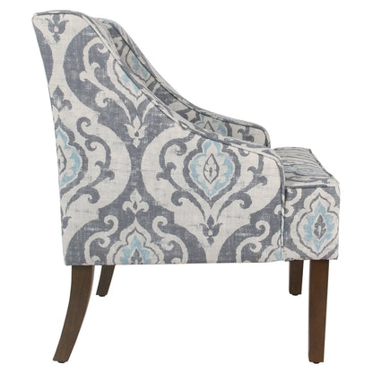 HomePop Classic Swoop Accent Chair - Blue and White Damask