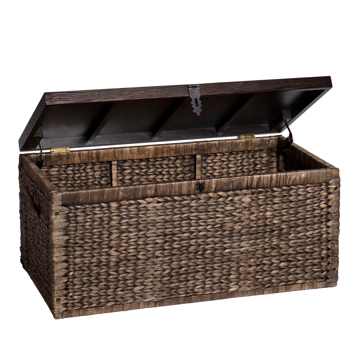 Samford Water Hyacinth Storage Trunk, Blackwashed with Espresso