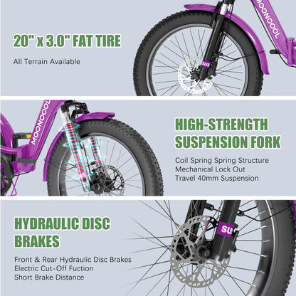 ABORON 3.0 Fat Tire Electric Trike for Senior Foldable E-Bike, 500W Motorized Tricycle Adult 20" Folding 3 Wheel Electric Commute Bike Trike w/48V Battery and Storage Baskets,