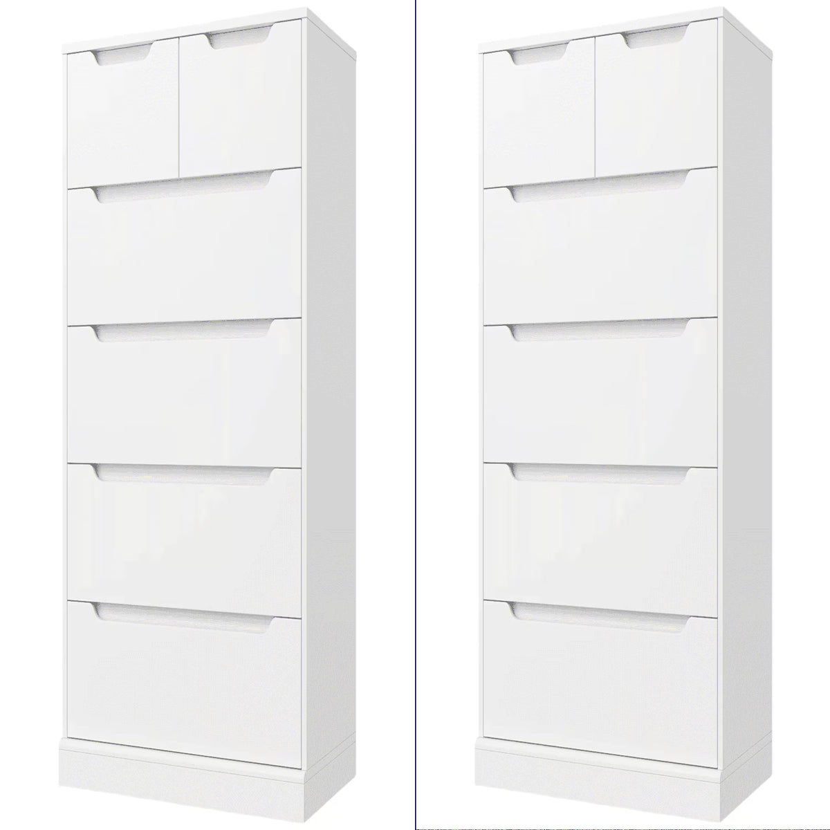 Dresser for Bedroom, Lofka 6 Drawer Dresser, Chest of Drawers Tall White Dresser with Anti-Tripping, Cutout Handles
