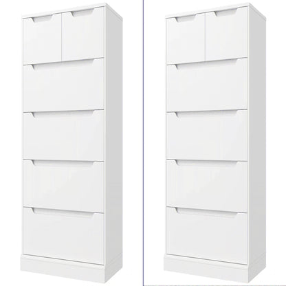 Dresser for Bedroom, Lofka 6 Drawer Dresser, Chest of Drawers Tall White Dresser with Anti-Tripping, Cutout Handles
