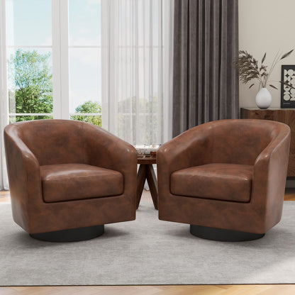 UIXE Swivel Accent Chair, Upholstered Fabric Barrel Chair for Living Room, Small Single Sofa Bedroom Reading Seat, Light Gray