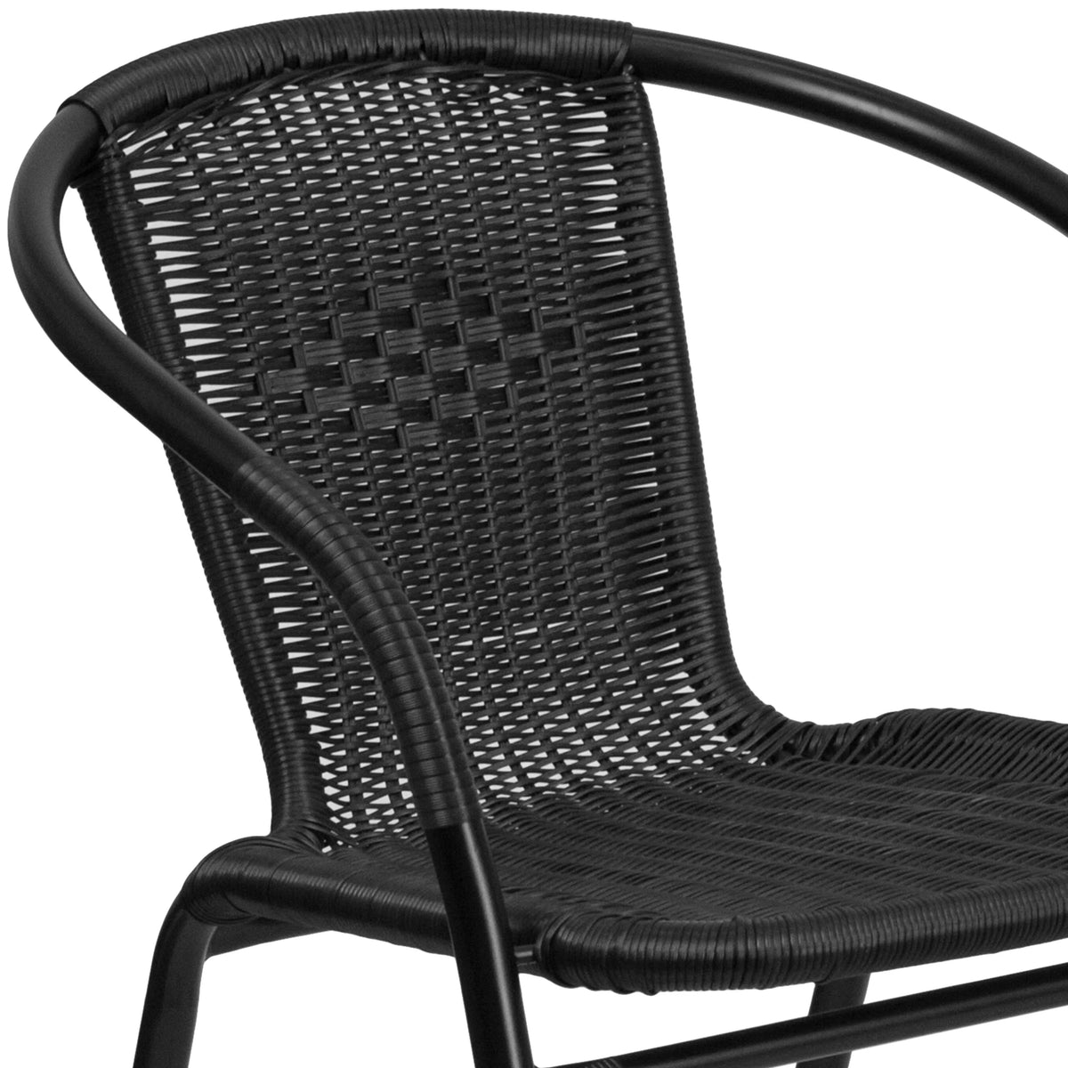 Emma + Oliver Indoor/Outdoor Stacking Rattan Restaurant Patio Chairs, Set of 2, Gray