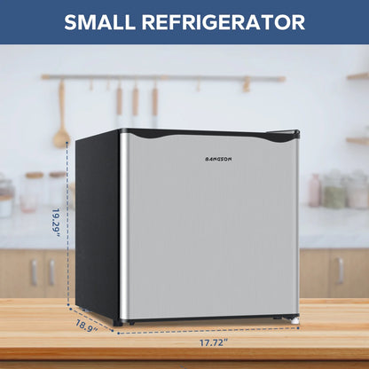BANGSON Small Refrigerator,1.6 Cu.ft Mini Fridge with Freezer, Single Door, Silver