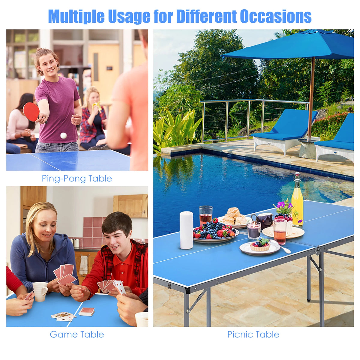 Goplus 6��x3�� Portable Tennis Ping Pong Folding Table w/Accessories Indoor Outdoor Game
