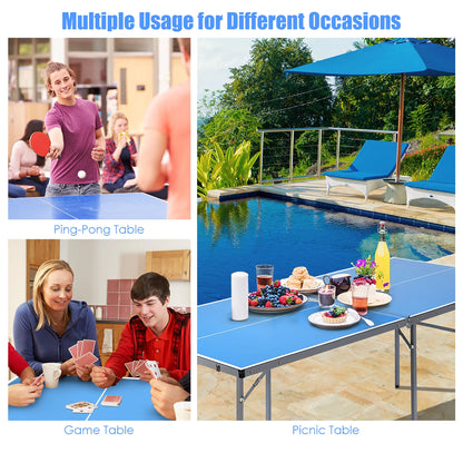 Goplus 6��x3�� Portable Tennis Ping Pong Folding Table w/Accessories Indoor Outdoor Game
