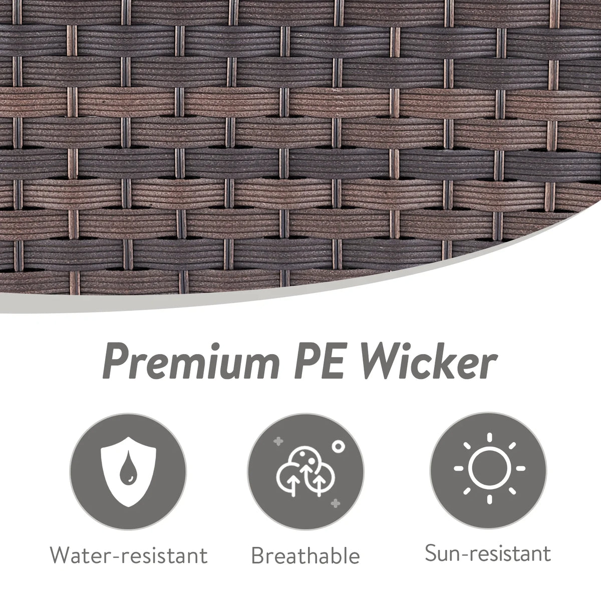POCASSY Wicker Outdoor Couch, Brown Wicker Sofa Outdoor Furniture with All Weather Rattan and Olefin Cushion for Balcony, Backyard, Porch, Brown/Gray