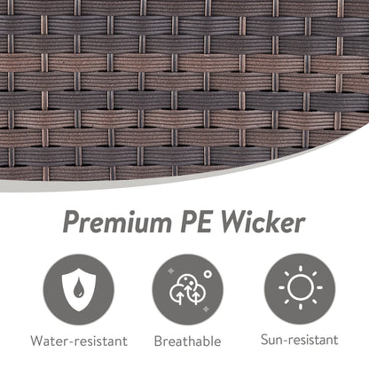 POCASSY Wicker Outdoor Couch, Brown Wicker Sofa Outdoor Furniture with All Weather Rattan and Olefin Cushion for Balcony, Backyard, Porch, Brown/Gray