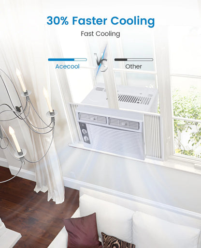 Garvee 5000 BTU Window Air Conditioner,Fast Cooling for Rooms up to 150 Sq. ft,Window Ac Unit with 7 Level Temperature Setting,White