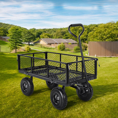 Farmdex Steel Mesh Garden Cart with 10" Tires Wagon Cart Newest Garden Utility Carts Heavy Duty 660LBS Capacity Folding Utility Wagon with Removable Sides, Garden Wagon for Yard