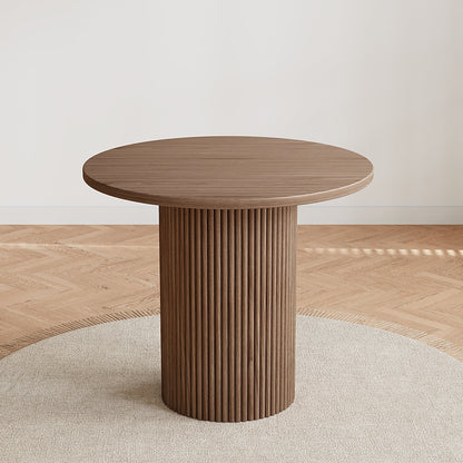 Rophefx 35.4" Solid Wood Round Dining Table with Handcrafted Relief Pedestal,Circle Dining Table,Walnut