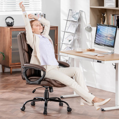Mainstays Executive Ergonomic High Back Leather Home Office Desk Chair, Black