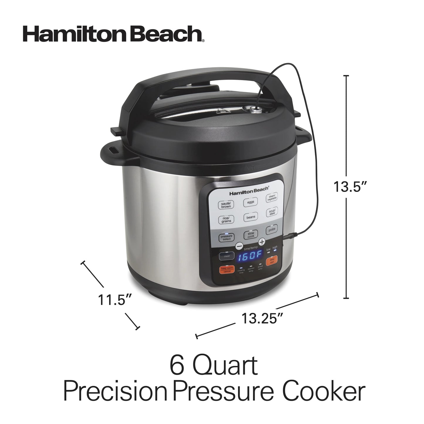 Hamilton Beach 6 Quart 6-in-1 Pressure Cooker, Multi-Cooker, Slow Cooker, Steamer, Saut��, Rice Cooker, & More