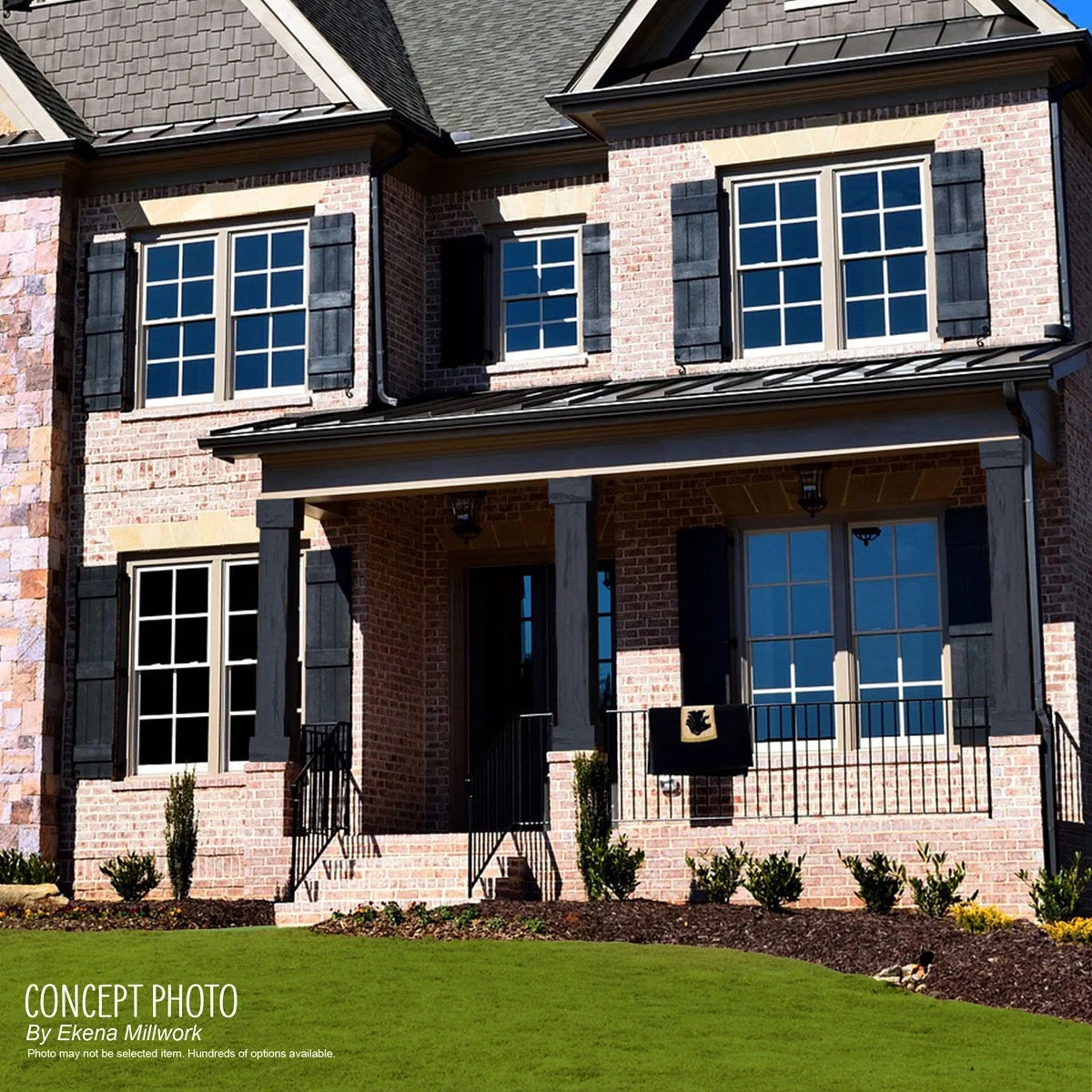 Ekena Millwork 6"W x 5'H Sand Blasted Endurathane Faux Wood Non-Tapered Square Column Wrap with Faux Iron Capital & Base