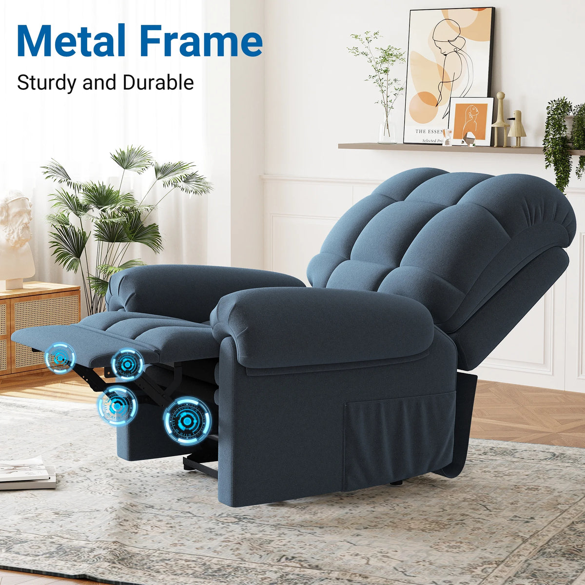 Power Recliner Chair,Electric Recline Sofa Chair for Adults with USB Port,Comfy Teddy Fleece Adjustable Cloud Sofa,Tool-Free Setup,Beige White