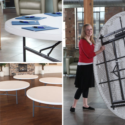 Lifetime 72-Inch Round Table. White Granite - 12 Pk (Commercial) - 82673