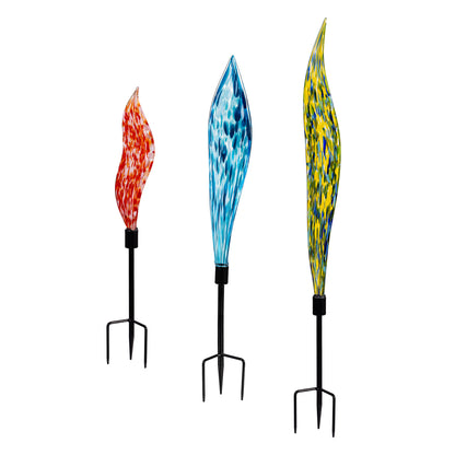 Glass Garden Stakes, Set of 3