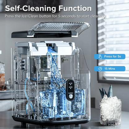 Auseo Nugget Ice Maker Countertop, Pebble Ice Maker Machine with 35lbs/24H Soft Ice, Self-Cleaning,  for Home/Kitchen/Office (Black)