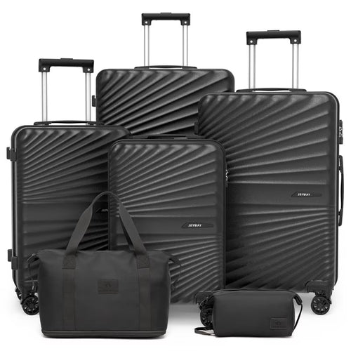 Joyway 6-Piece Hardside Luggage Set with Spinner Wheels and TSA Lock, Lightweight Carry-On Luggage Set for School, Travel, Weekend (Black)
