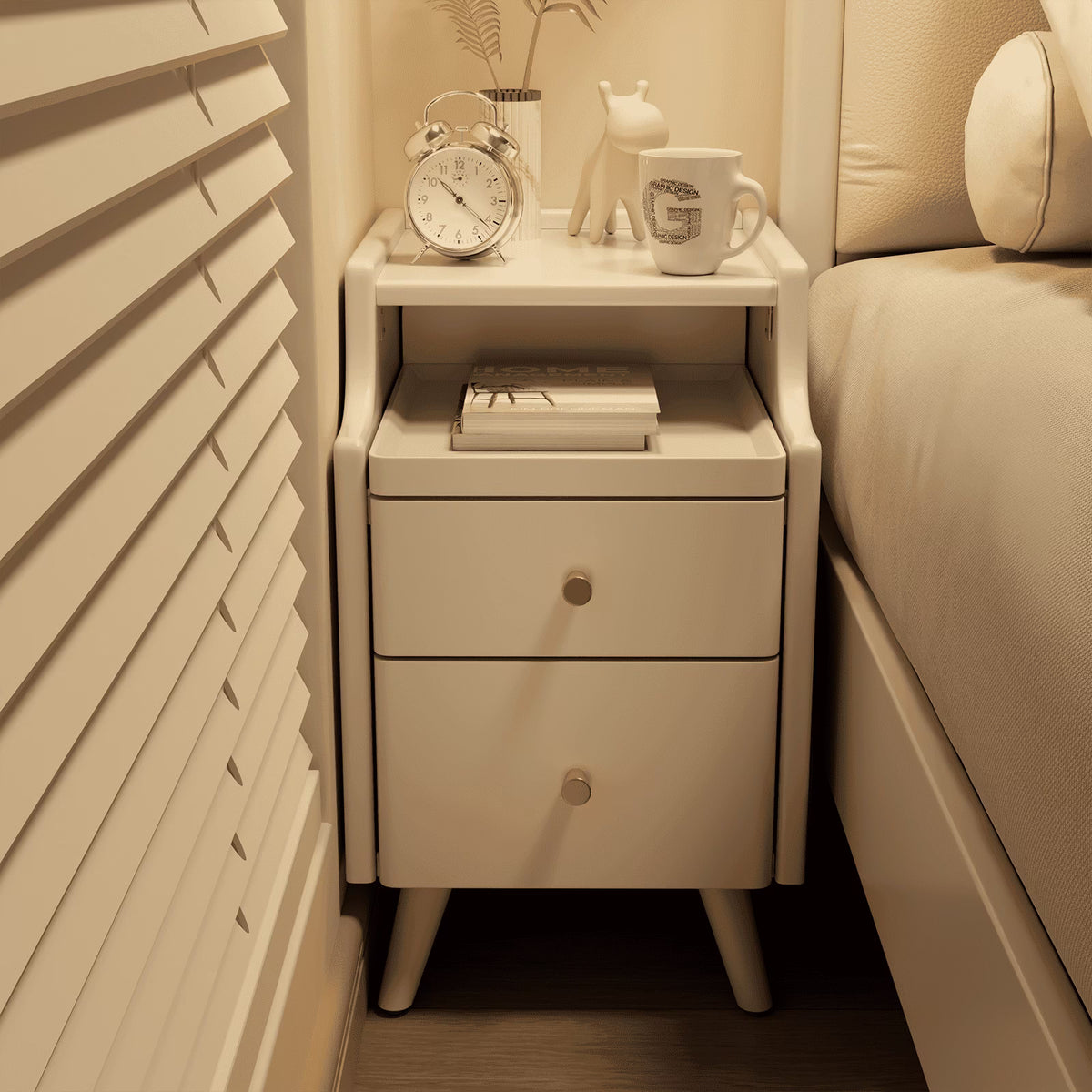 Small Nightstand,Solid Wood Nightstand with Drawers, Walnut Bedside Table for Bedroom