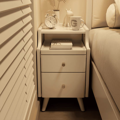 Small Nightstand,Solid Wood Nightstand with Drawers, Walnut Bedside Table for Bedroom