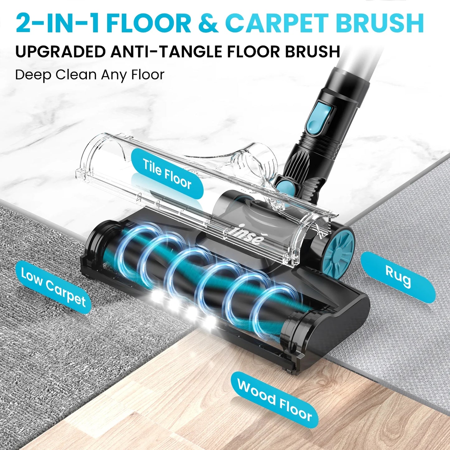 INSE Cordless Vacuum Cleaners, 6-in-1 Lightweight Stick Vacuum for Hardwood Floor Carpet Pet Hair, V770
