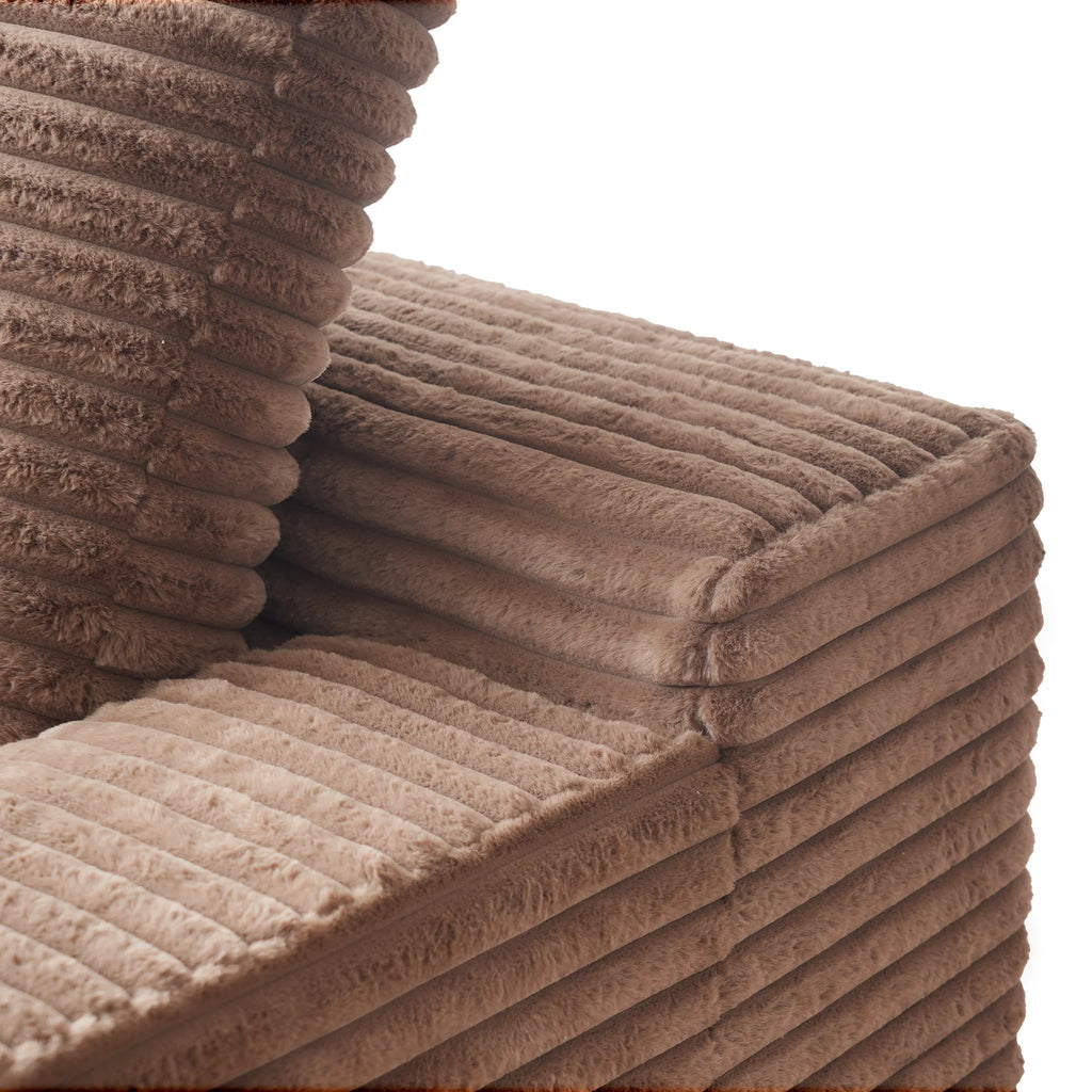 Sodrens Oversized Chaise Lounge Chair Indoor,Upholstered Sofa Bed with Throw Pillows and Armrests,Sleeper Chair for Living Room,Bedroom,Brown,Corduroy