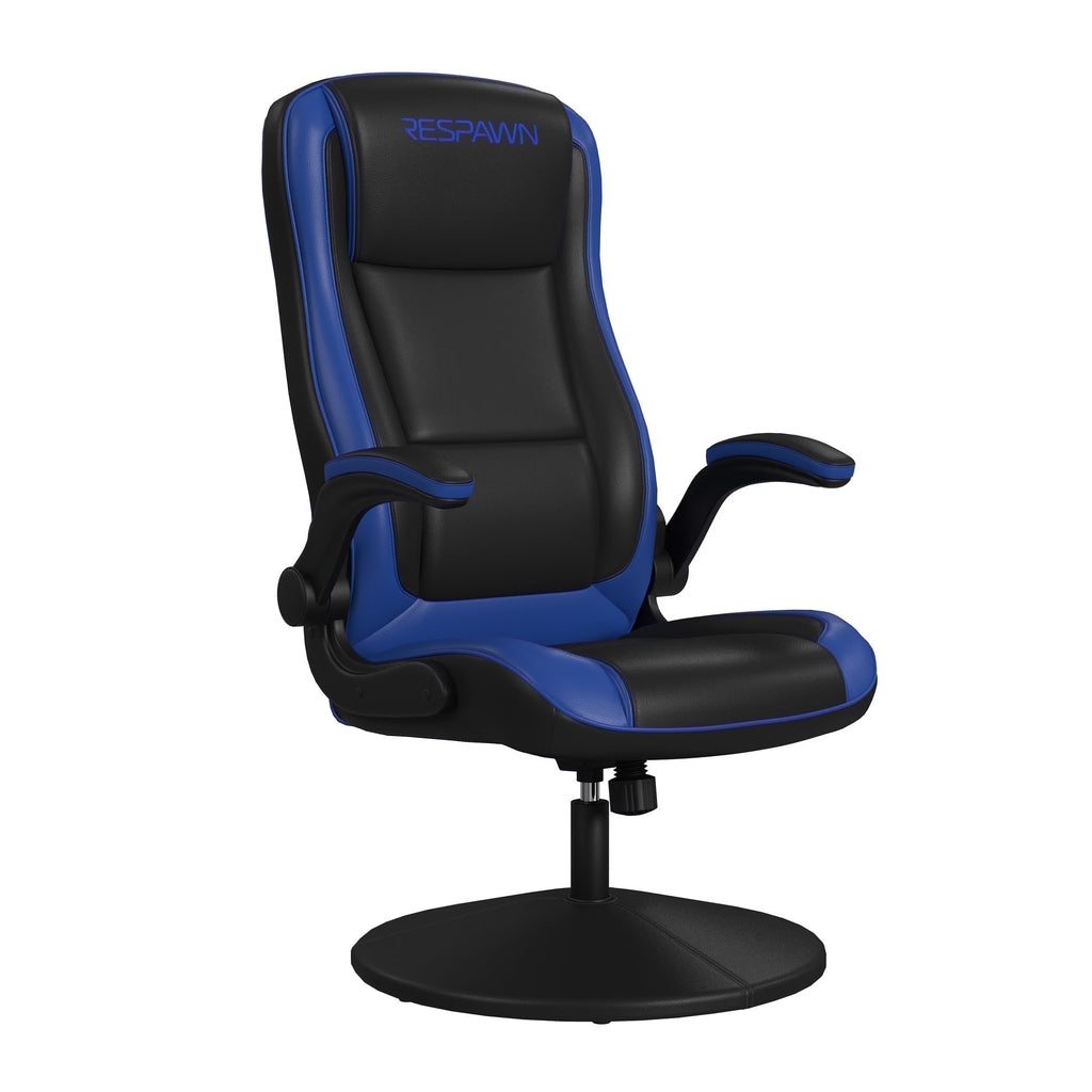 RESPAWN 800 Swivel Rocker Gaming Chair - Ergonomic Floor Gaming Seat with Lumbar Support, Flip Up Armrest, High Back, Pedestal Base, Comfortable No Wheels Console Video Game Rocker Chair - Red