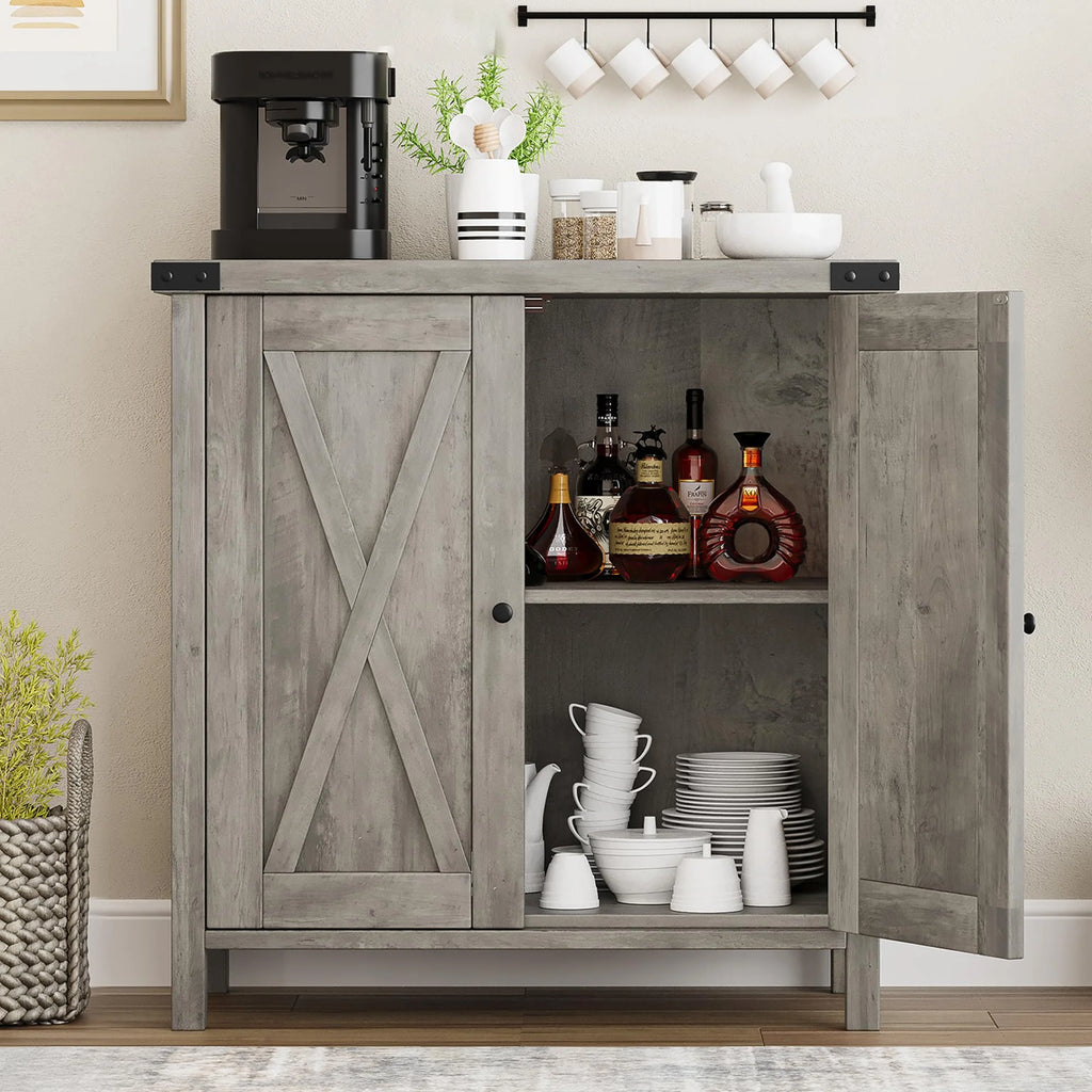 Coffee Bar Cabinet with Storage/Adjustable Shelf 30" Small Kitchen Bar Table Corner Bar Cabinet for Tea Buffet Sideboard Cabinet for Dining Room, Farmhouse Coffee Station for Wine