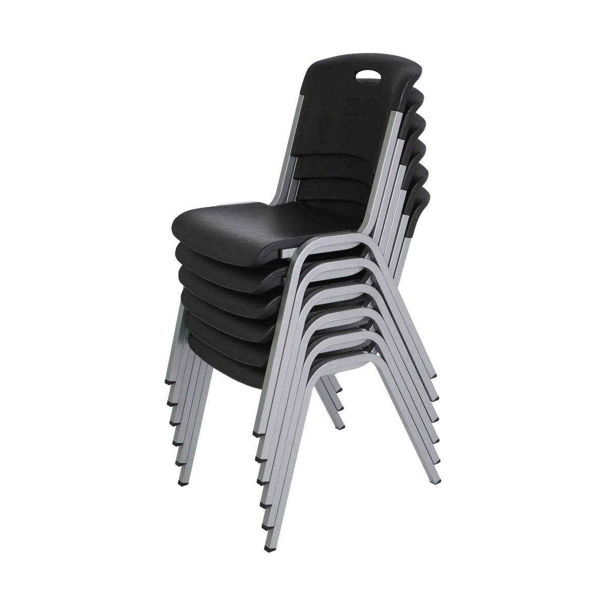 Lifetime Steel Framed Indoor/Outdoor Commercial Grade Stacking Chairs, Black & Silver, (Set of 14) 80569