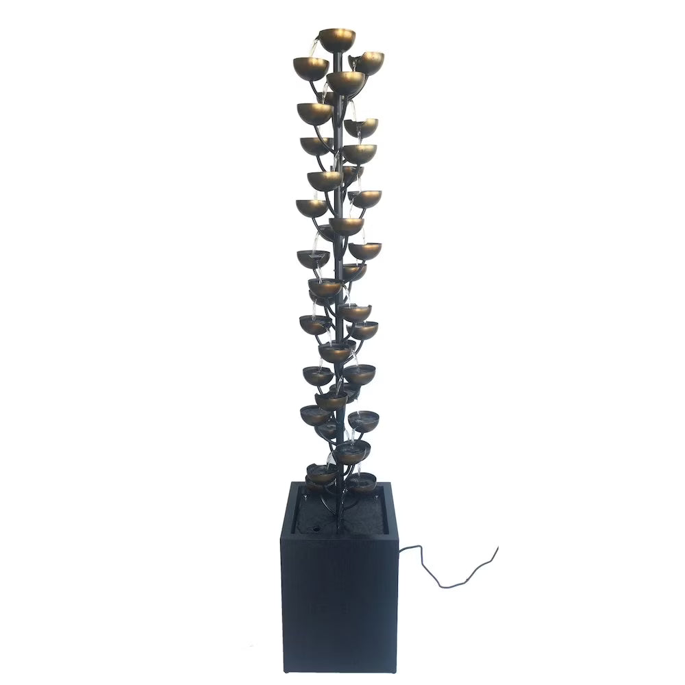 Hi-Line Tall Multi Level Zinc Metal Stacked Fountain, Rust-Resistant, Durable Metal Construction