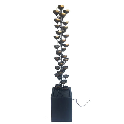Hi-Line Tall Multi Level Zinc Metal Stacked Fountain, Rust-Resistant, Durable Metal Construction