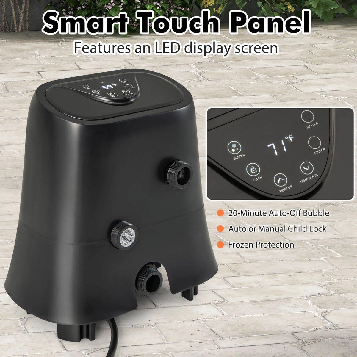 Costway Electric Heater Pump 1350W SPA Control Center for Bubble with Touch Panel