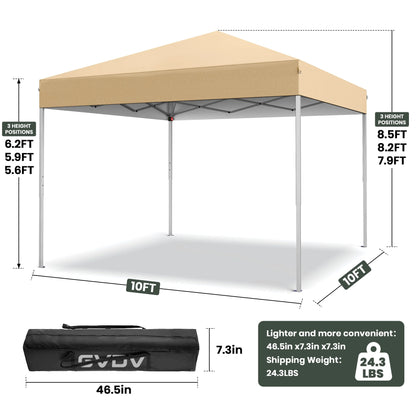 GVDV Canopy Tent, 10x10 ft Easy Pop up Outdoor Canopy Tent, Portable Straight Leg Gazebo Instant Canopy, Blue