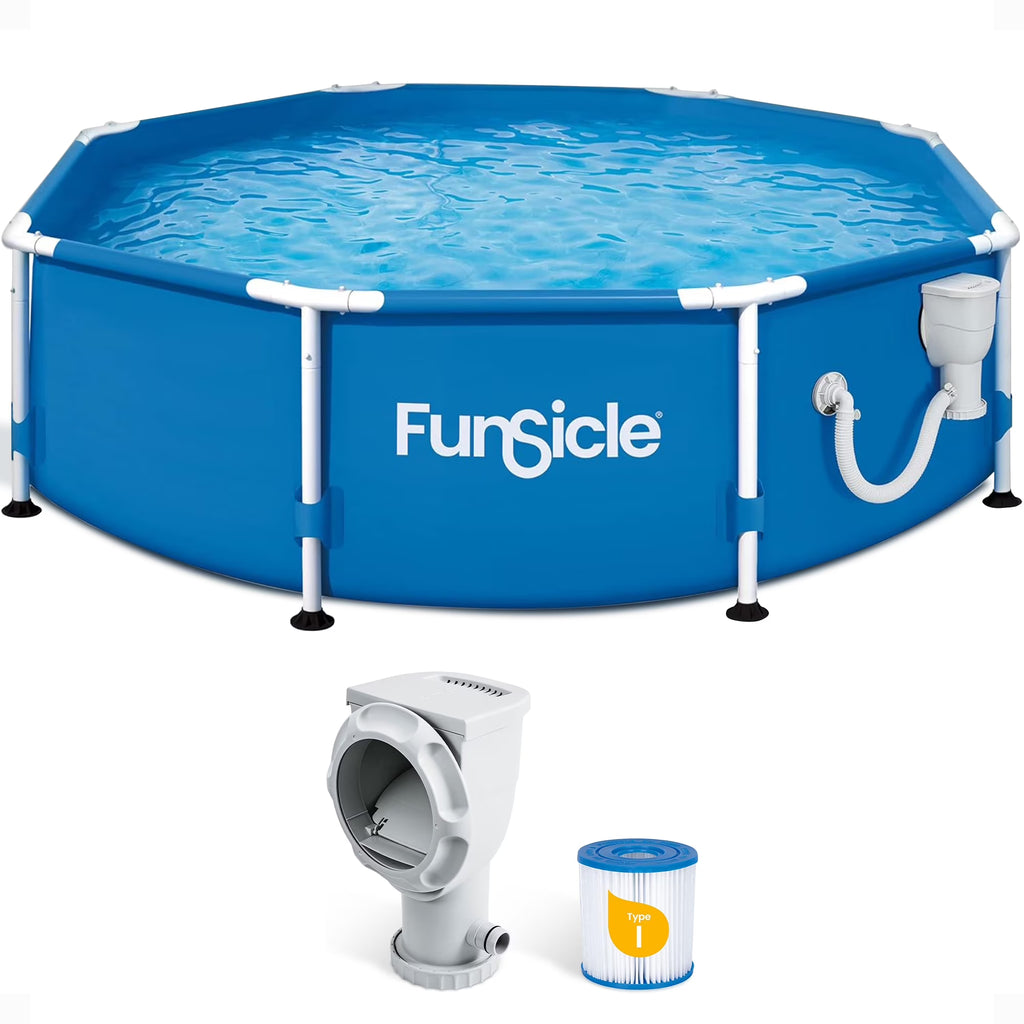 Funsicle 10' x 30" Activity Above Ground Swimming Pool Set with 2-in-1 Pump, Round Frame