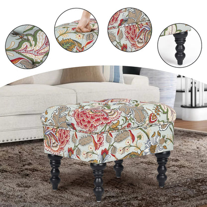 Homebeez 18'' Rectangle Ottoman Fabric Foot Rest Stool Multipurpose Vanity Stool Children Sofa Stool,Red
