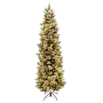 9 ft Pre-Lit Carolina Pine Slim Artificial Christmas Tree with 800 Clear Lights, Slim Profile