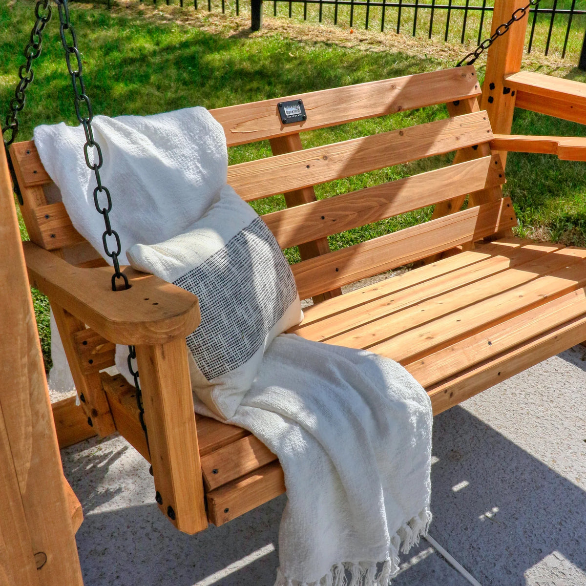 Backyard Discovery Callahan 8x5' Cedar Wood Outdoor Patio Pergola Swing, Trellis, 2-Seater