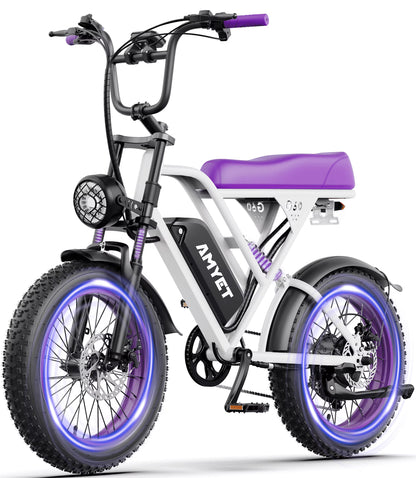 AMYET G60 Peak 1500W Electric Bike, 20" Fat Tire E-Mountain Bikes, 48V 20Ah 32MPH Ebike for Adults Full Suspension UL2849