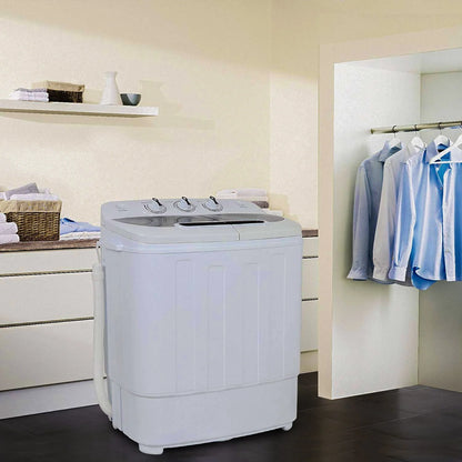 Compact Mini Twin Tub Washing Machine Portable 13lbs Laundry Washer and Dryer