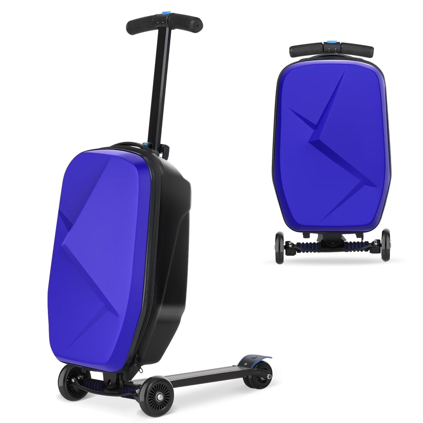 Advwin Scooter Luggage for Kids & Adults, Hardside Ride on Suitcase for Kids Ages 4-15 Multifunctional Lightweight Foldable Carry on Luggage with Wheels Ride on for Children Teenagers, Pink