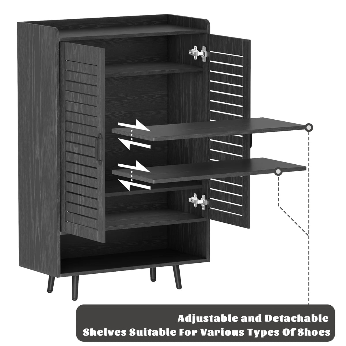 Shoe Cabinet with Doors,7-Tier Modern Shoe Storage Cabinet with Adjustable Shelves,50" Large Wooden Shoe Cabinet Storage for Entryway Front Door Hallway Living Room,White