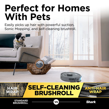 Shark IQ 2in1 Self-Empty Robot Vacuum & Mop, 30-Day Capacity, Precision Home Mapping, Sonic Mopping, Self-Emptying, Smart Mapping, Wi-Fi Connected, LIDAR Navigation, Mop Combo, Pet Hair