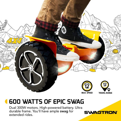 SWAGTRON Swagboard Outlaw Off-Road T6 - Handles Over 420 LBS. Up to 12 MPH. 10″ Rugged Tires