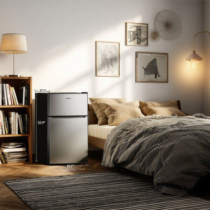 Galanz 3.1 Cu ft Two Door Mini Fridge, Black, New